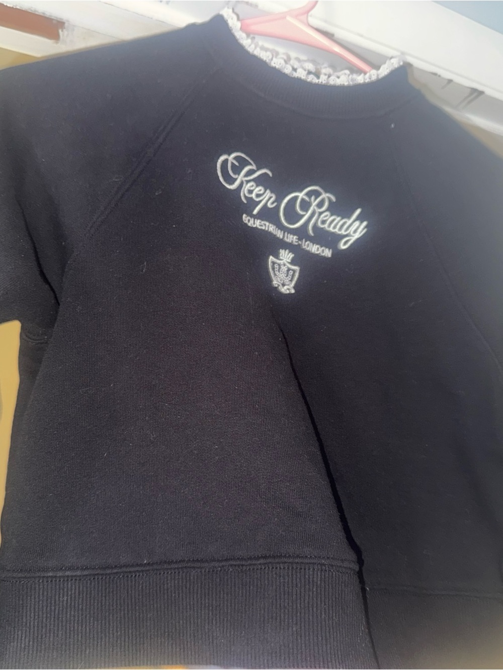 Zara Black Sweatshirt with White Embroidered 'Keep Ready' Logo